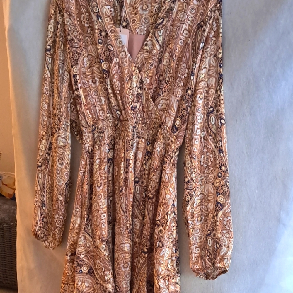 Esqualo Golden Paisley Print Dress Size 16